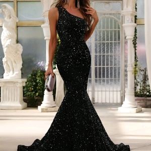 One Shoulder Mermaid Sequin Formal Dress